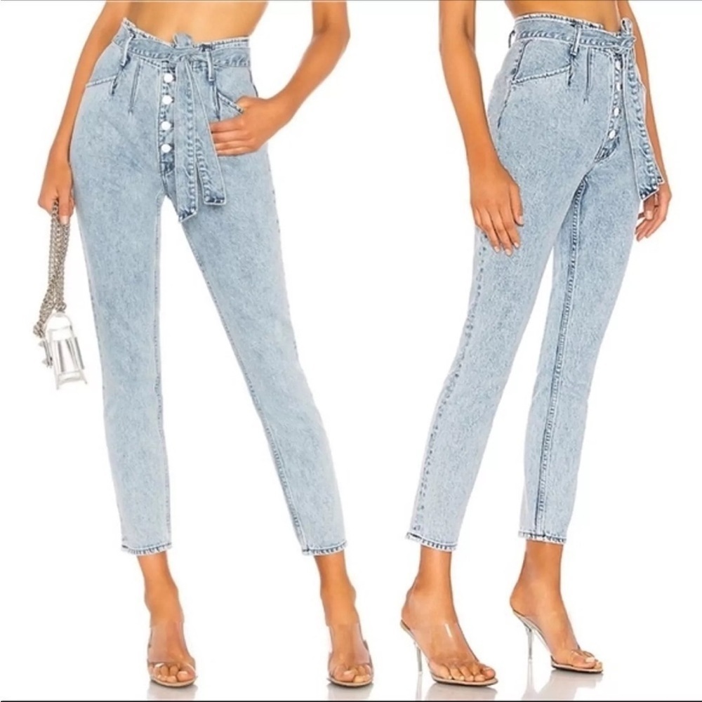 GRLFRND Daphne Ultra High Rise Skinny Jeans Borderlands Light Blue Denim Size 25